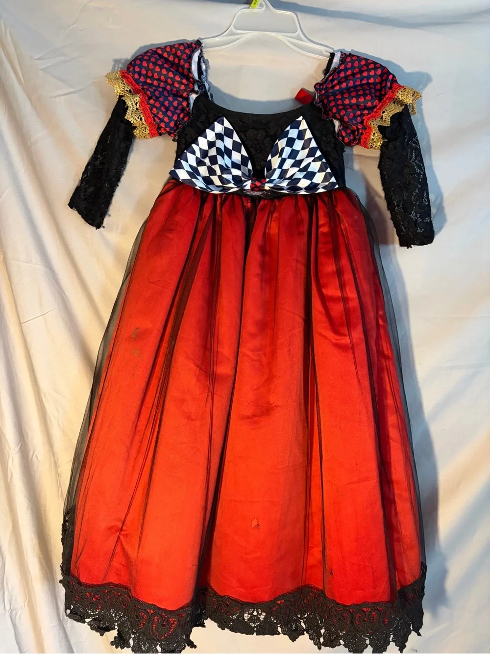 Trish Scully Child Sz 7 Queen Of Hearts Deluxe Costume Dress Red Gown Wonderland